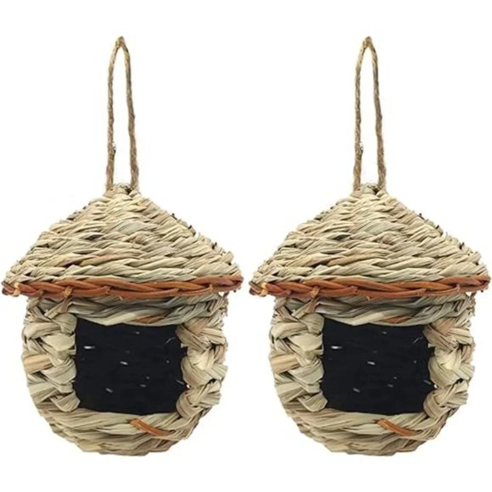 Gute Hummingbird House, Grass Hand Woven Birdhouses for Outdoors Hanging